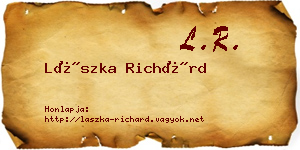 Lászka Richárd névjegykártya